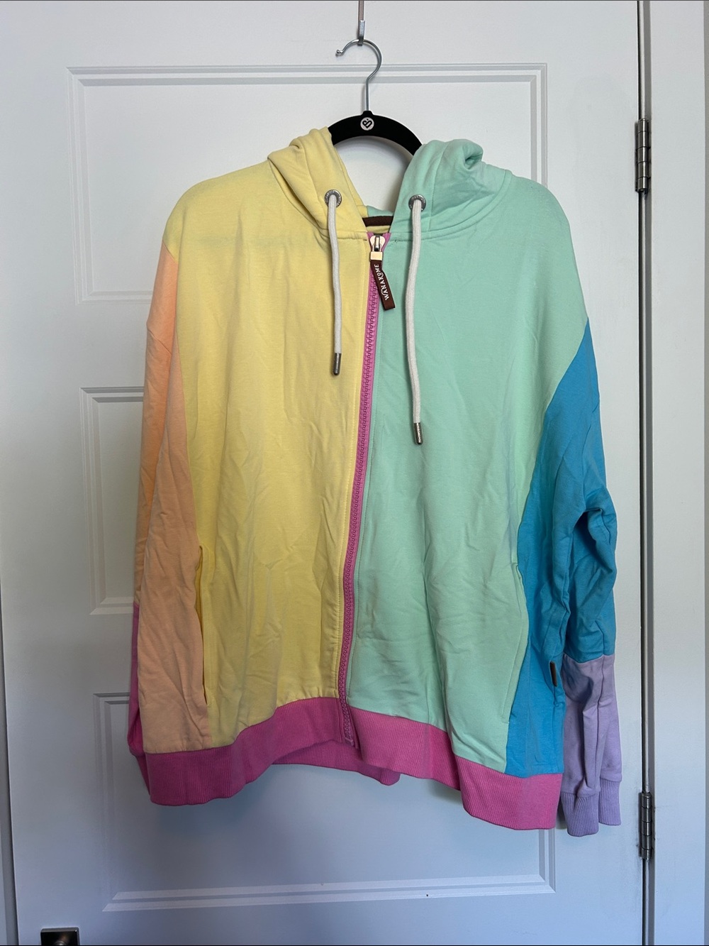 Wanakome Pastel Colorblock Zip Hoodie - Mint, Yellow, Blue, Pink